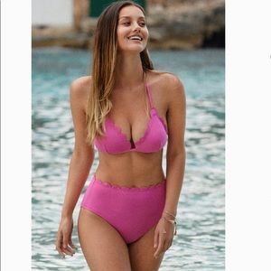 Amelie Scalloped Halter Triangle Bikini
